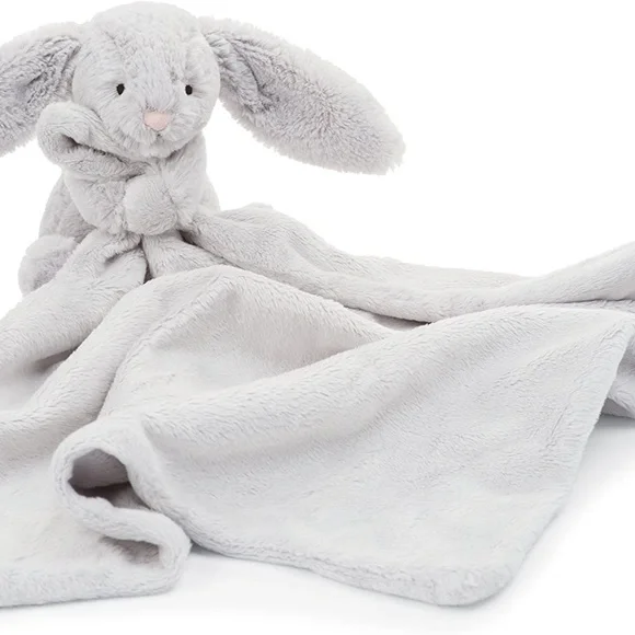 NEW Jellycat bashful bunny BABY grey security blanket stuffy soother Lovey NWT - Picture 2 of 5